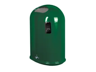 Afvalbak staalplaat met asbak 45 liter ovale opening veerklep mosgroen - 2