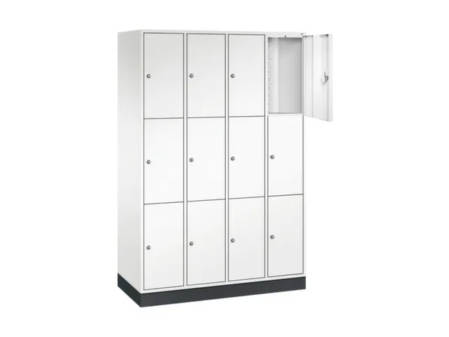 lockerkast,HxBxD 1950x1220x500mm,4x3vakken,cil.-slot,sokkel