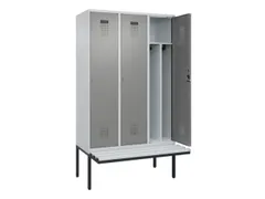 locker met bank,voor scheiding van kleding,HxBxD 2120x1200x815mm,3vak