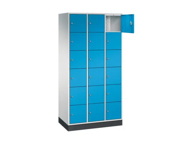 lockerkast,RAL 7035/RAL 5012,HxBxD 1950x920x500mm,3x6vakken,cil.-slot
