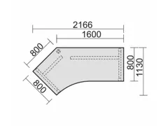 bureau d’angle à hauteur réglable HxlxP 680-820x2166x1130mm
