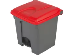pedaalemmer,1x30l,HxBxD 435x398x410mm,romp PP grijs,deksel PP rood