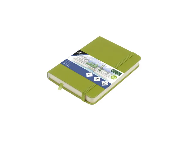 Schetsboek Kangaro A6 lime green PU HC 80 vel 140gr roomwit met elasti