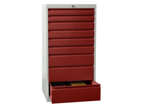 ladekast,HxBxD 1200x500x600mm,9lade(n),cil.-slot,RAL7035,front RAL3000