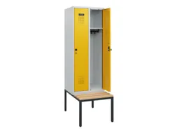 locker met bank,HxBxD 1950x600x815mm,2vak,vak B 300mm,draaigrendel