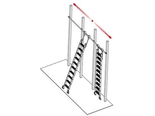 verrijdbare stellingladder,balk L 2,7m,v. H tot 2,83m,10,treden