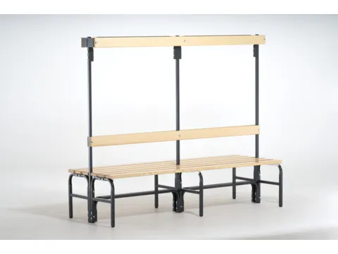 banc double HxLxP 1670x1500x725mm barrettes en bois RAL7016