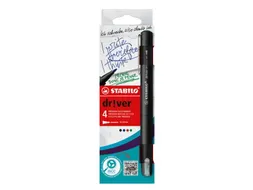 Fineliner STABILO dr!ver Etui met 4 kleuren Medium punt 0.8mm