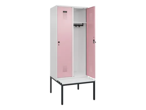 locker met bank,HxBxD 2120x800x815mm,2vak,vak B 400mm,draaigrendel