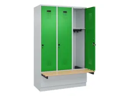 locker met bank,HxBxD 1950x1200x815mm,3vak,vak B 400mm,draaigrendel