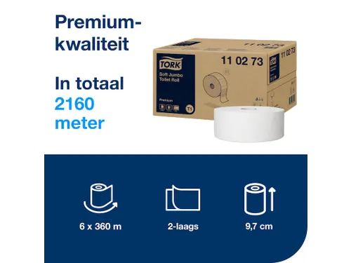Toiletpapier Tork T1 Jumbo 2-laags Wit Premium 110273