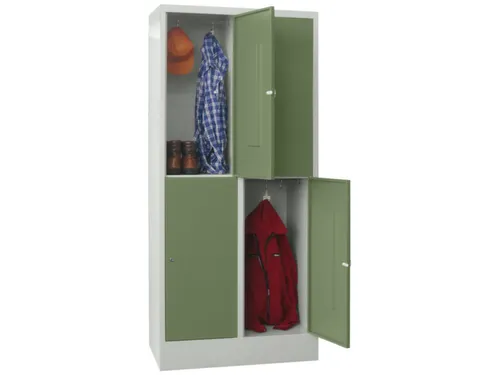 lockerkast,HxBxD 1850x800x500mm,2x2vakken,RAL7035,front RAL6011