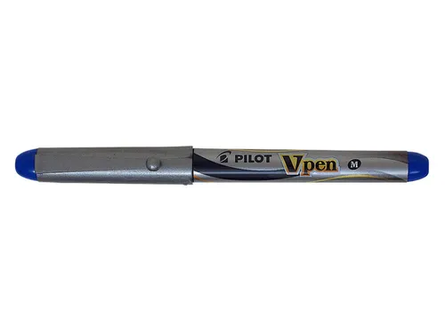 Vulpen Pilot V pen Zilver Medium punt Inktkleur Blauw