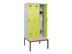 locker met bank,HxBxD 2120x900x815mm,3vak,vak B 300mm,draaigrendel