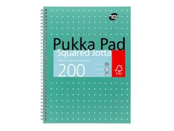 Collegeblok Pukka Pad Jotta A4 ruit 5x5mm 4-gaats 200 pag. 80gr groen