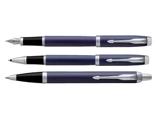 Rollerpen Parker IM Matte blue CT Finish Fijn Zwarte inkt - 7