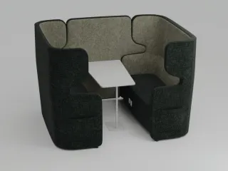Zitgroep 2Banken Tafel 4-Zits Geluidabsorberend Stof Antraciet/grijs - 2