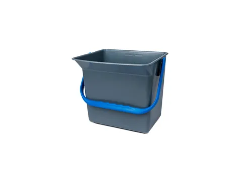 Doekemmer Grijs met blauw hengsel 6 liter 24x20x22cm