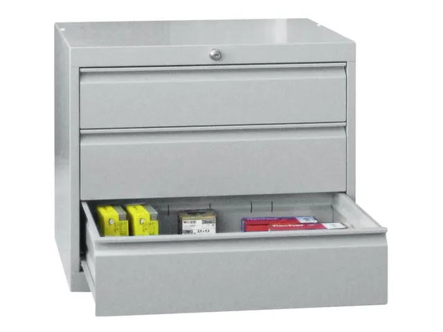 ladekast 600x715x600mm 3laden cilinderslot RAL7035 front RAL7035