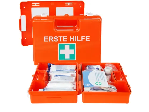 verbandkoffer,DIN 13157,ABS oranje,m. wandhouder