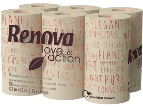 Renova Love & Action toiletpapier 2-laags 130 vel 9x12 rollen