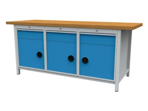 werkbank,HxBxD 860x2000x750mm,onderstel RAL5013,fronten RAL6011