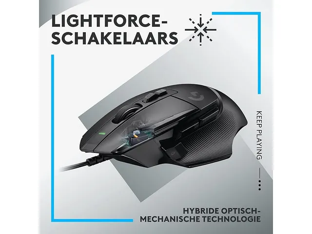 Logitech G502X Hero optical bedrade gaming muis zwart