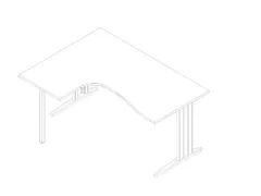 hoek-bureau,HxBxD 730x1600x1200mm,blad wit,verdieping links,C-voet wit