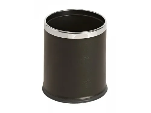 Ronde Dubbelwandige Papierbak Lederlook Zwart Chroom 10 Liter