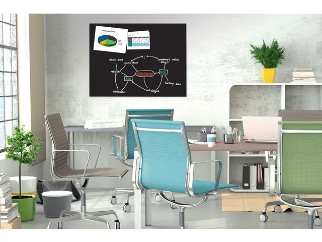 Tableau magnétique en verre Be!Board 1200x900mm noir 2 aimants incl.