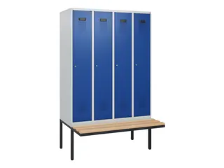 locker met bank,HxBxD 1950x1200x815mm,4vak,vak B 300mm,cilinderslot - 2