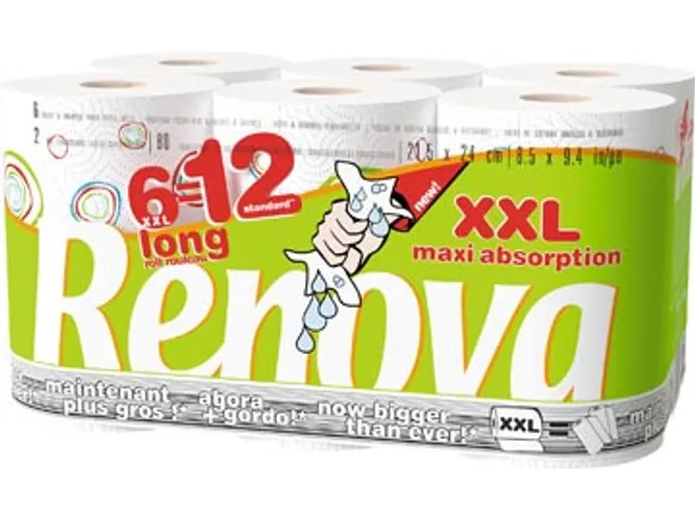 Keukenpapier Maxi Absorption XXL 2-laags wit 80vel 6 rollen