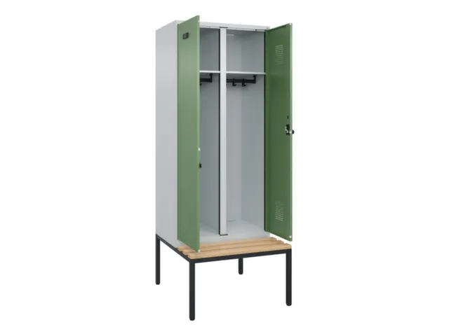 locker met bank,voor scheiding van kleding,HxBxD 2120x800x815mm,2vak