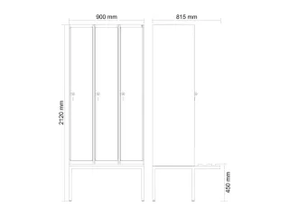 locker met bank,HxBxD 2120x900x815mm,3vak,vak B 300mm,cilinderslot - 3