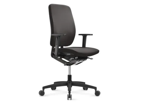 Bureaustoel,Synchroonmech.,Armleuningen Verst.,Zitting Stof Zwart