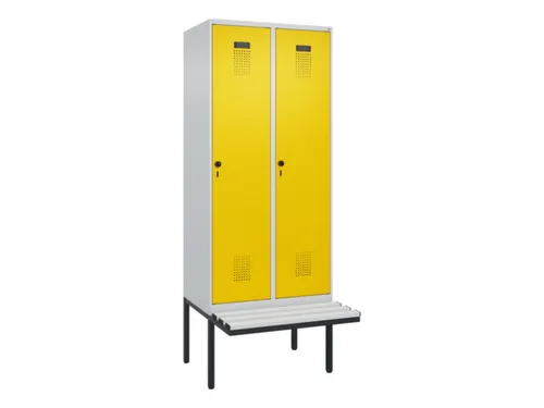 locker met bank,HxBxD 2120x800x815mm,2vak,vak B 400mm,draaigrendel