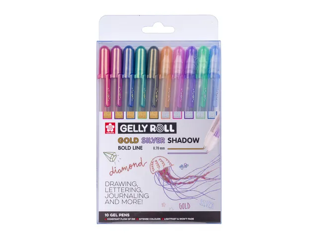 Gelschrijver Sakura Gelly Roll 0.7mm Gold & Silver Shadow 10 stuks