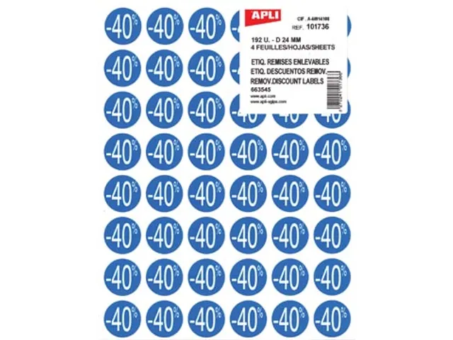 Agipa Kortinglabel -40% blauw 192 stuks verwijderbaar