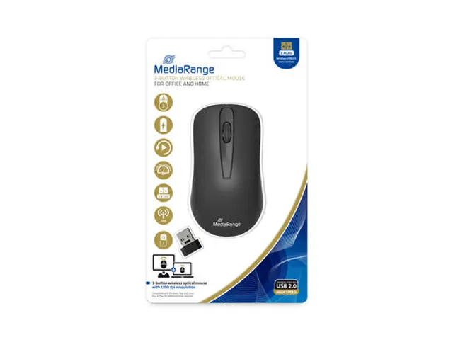 MROS209 Optische muis 3 knoppen draadloos Zwart