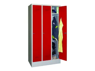 locker,HxBxD 1850x900x500mm,3vak,vak B 300mm,RAL7035,front RAL3000 - 4