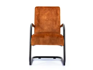 Luxe Vergaderstoel Dunton Cognac Velours Zwart Sledeframe - 1