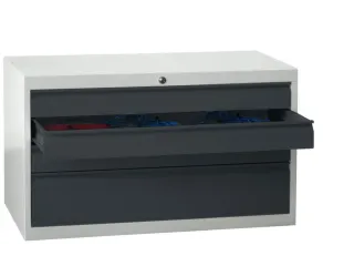 ladekast HxBxD 600x1023x600mm 4laden slot RAL7035 front RAL7016 - 2