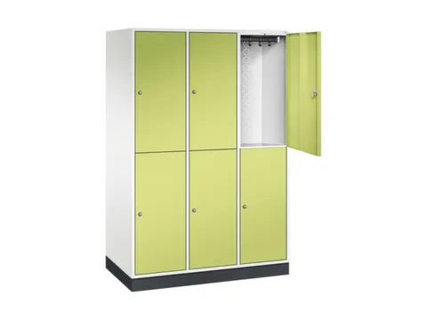 Dubbeldekse garderobekast,HxBxD 1950x1220x600mm,3x2vak.,vak B 360mm