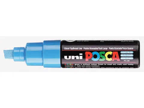 Verfstift Posca PC8K Brede punt 8mm schuin lichtblauw