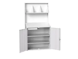 lessenaarkast achterwand 2000x1050x550mm 2 legbord/1lade/plank RAL7035