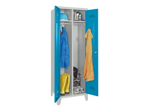 garderobekast,HxBxD 1850x600x500mm,2vak,RAL7035,front RAL5012