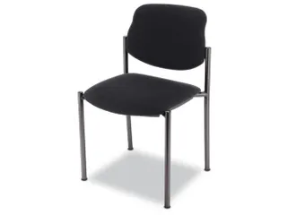 Bezoekersstoel,4Voeten Ronde Buis Zwart,Zitting Stof Zwart - 1