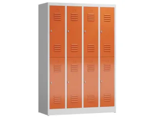 Dubbeldekse garderobekast 1800x1185x500mm 4x2vak klink RAL7035 RAL3000 - 1