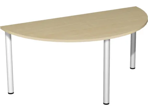 vergadertafel HxBxD 72x160x80cm halfrond 3voeten Esdoorn Alu