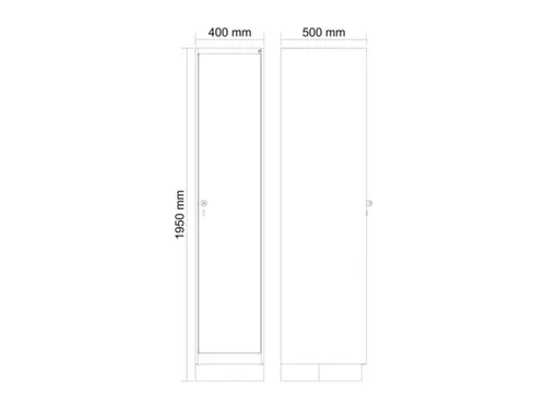 locker,HxBxD 1950x400x500mm,1vak,vak B 400mm,draaigrendel,sokkel